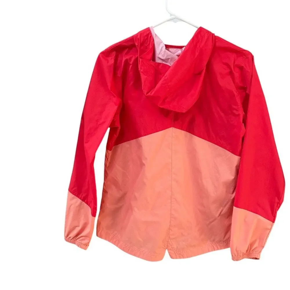 Columbia Jacket Girls Size L 14/16 Rain Zilla Pink Orange Colorblock Windbreaker